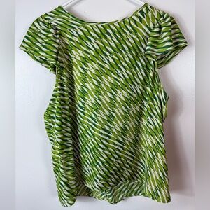 Worthington Womens Fluttersleeve Blouse Green Large Lightweight